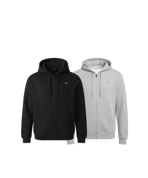 [ALO] 알로요가 아콜레이드 풀 지퍼 후드집업_블랙 XS